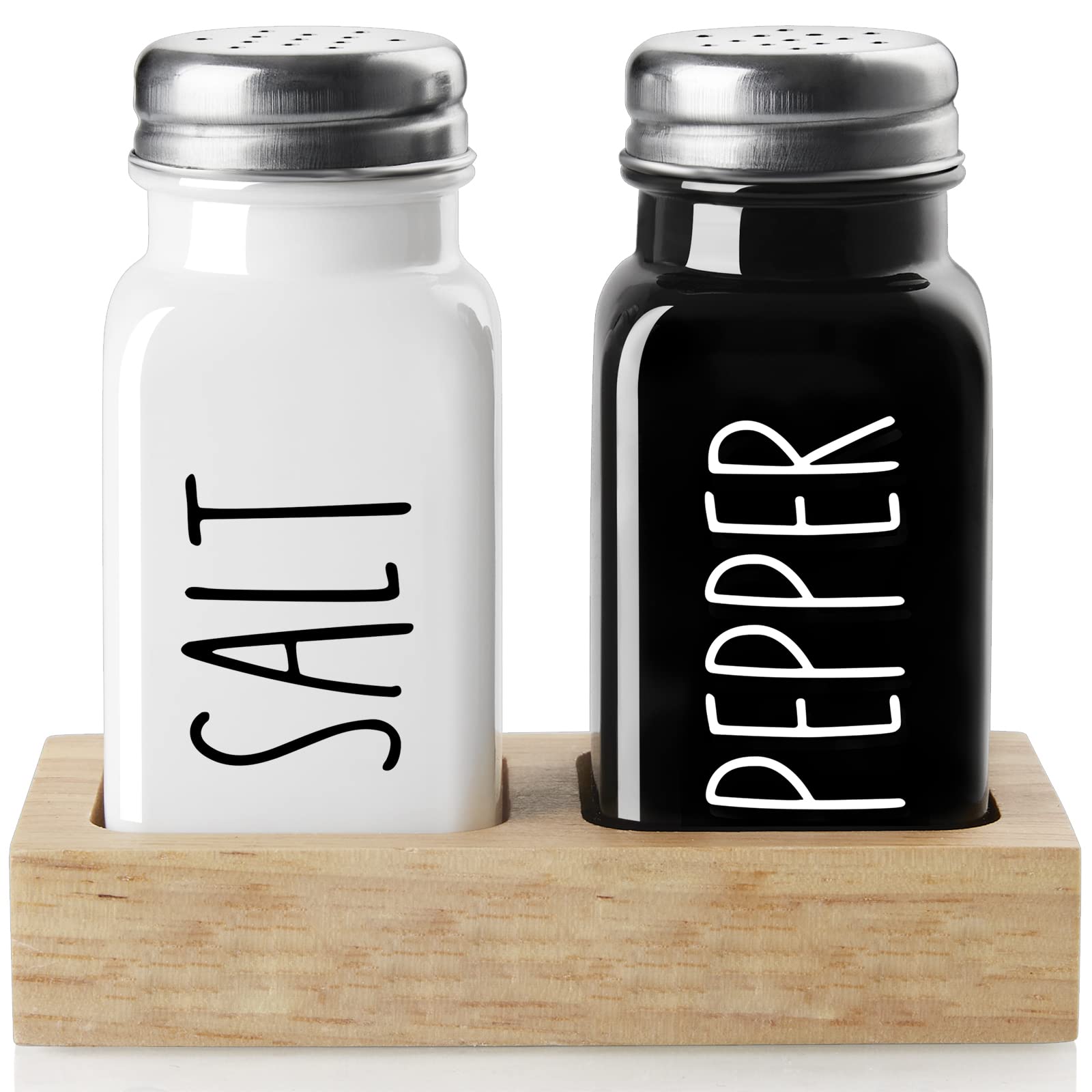 Amazon.com: Salt and Pepper Shakers Set with Holder - Dopeca Glass