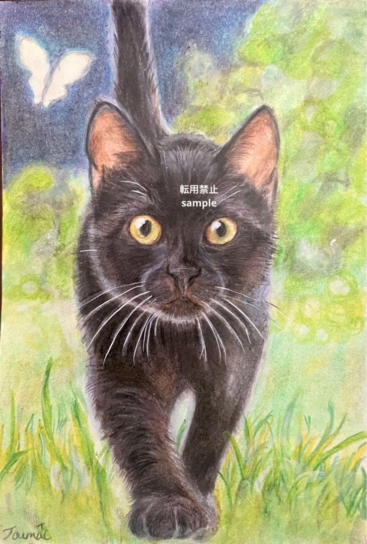 特別価格☆【原画】『ウミウシに乗って』（風景画 空の絵 チワワ 黒猫