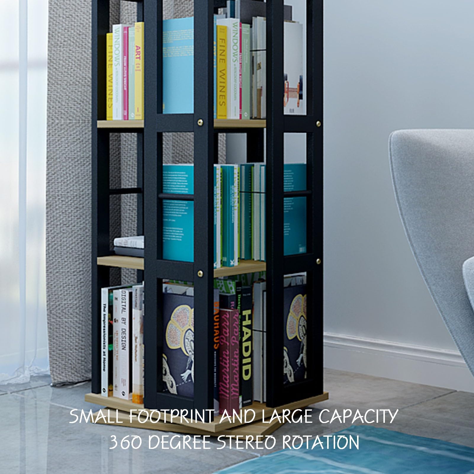 Amazon.co.jp: 3段回転本棚 回転式本棚 CD収納ラック 家庭/オフィス