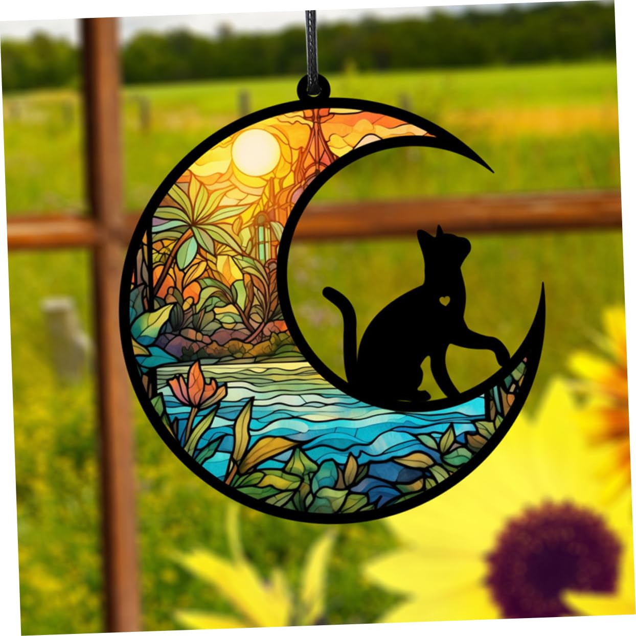 大判ヘレロ ステンドグラス ロッキー 眠り猫さん グラスマスターズ社