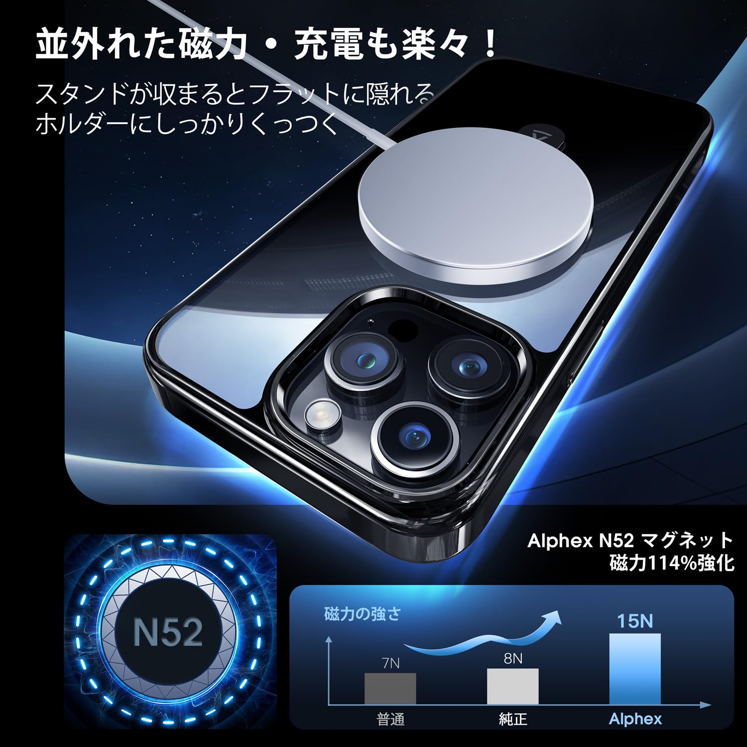 Amazon.co.jp: 【Magsafe対応・スタンド付き】Alphex iPhone 15 Pro