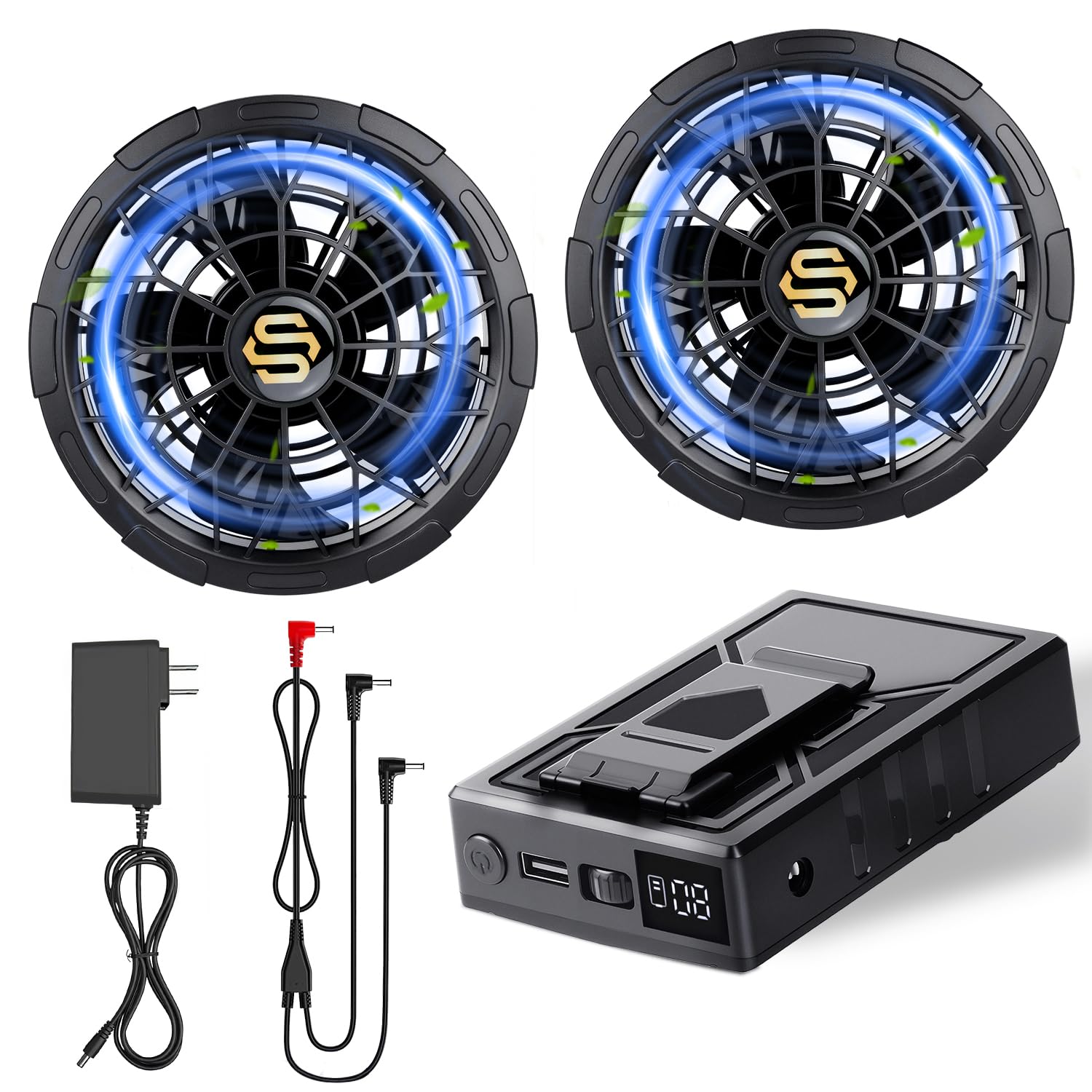 107 動作品 空調服用 ファン 4個セット バッテリー3個 Amazon.co.jp: 空調