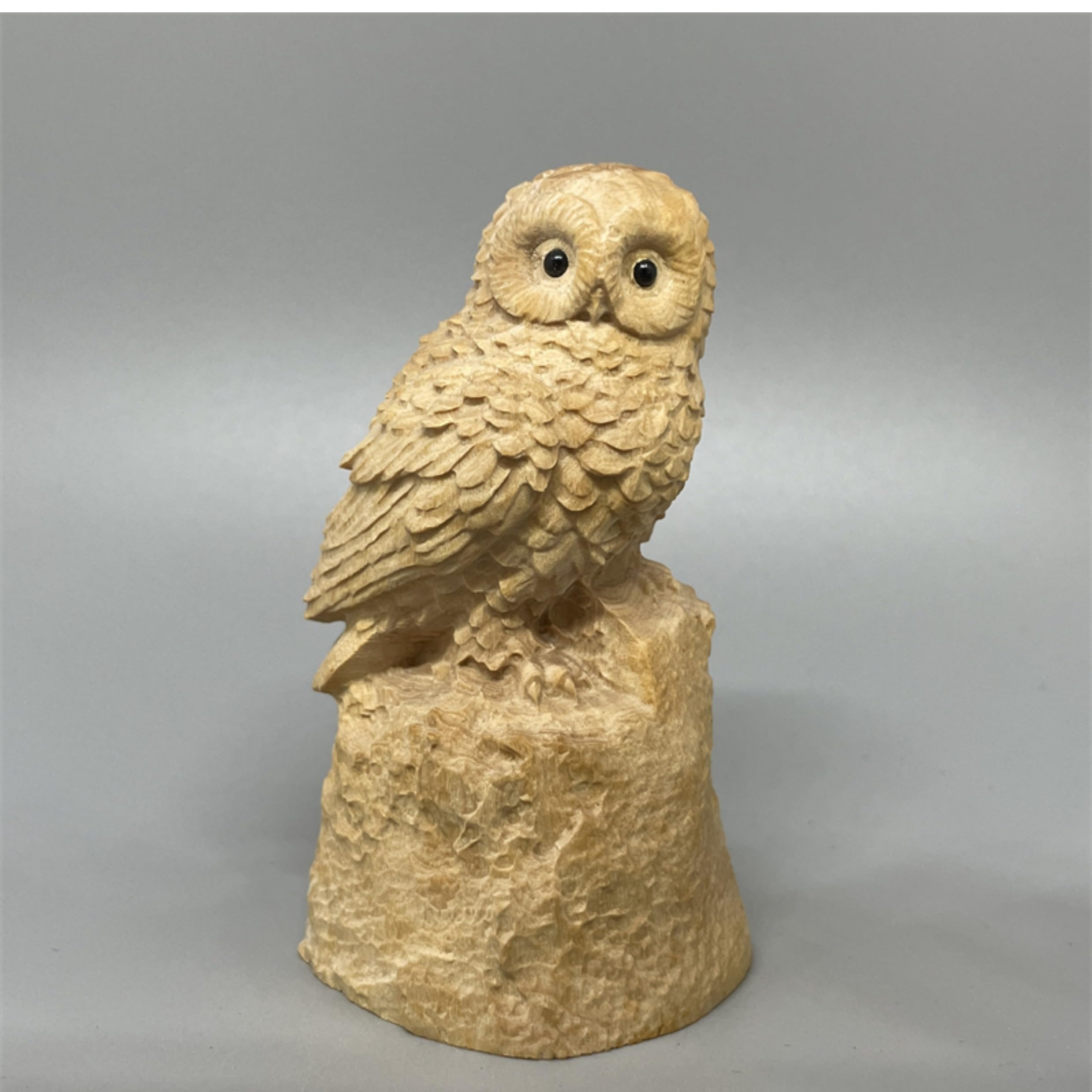 Amazon.co.jp: 小葉黄楊木 木彫り 置物 【夜警見守】ふくろう フクロウ