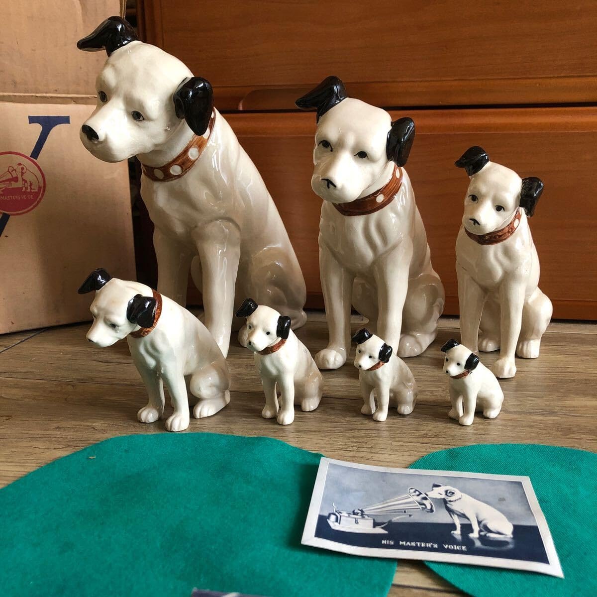 ビクター犬 ニッパー君 昭和レトロ ヴィンテージ 陶器 置物 6体