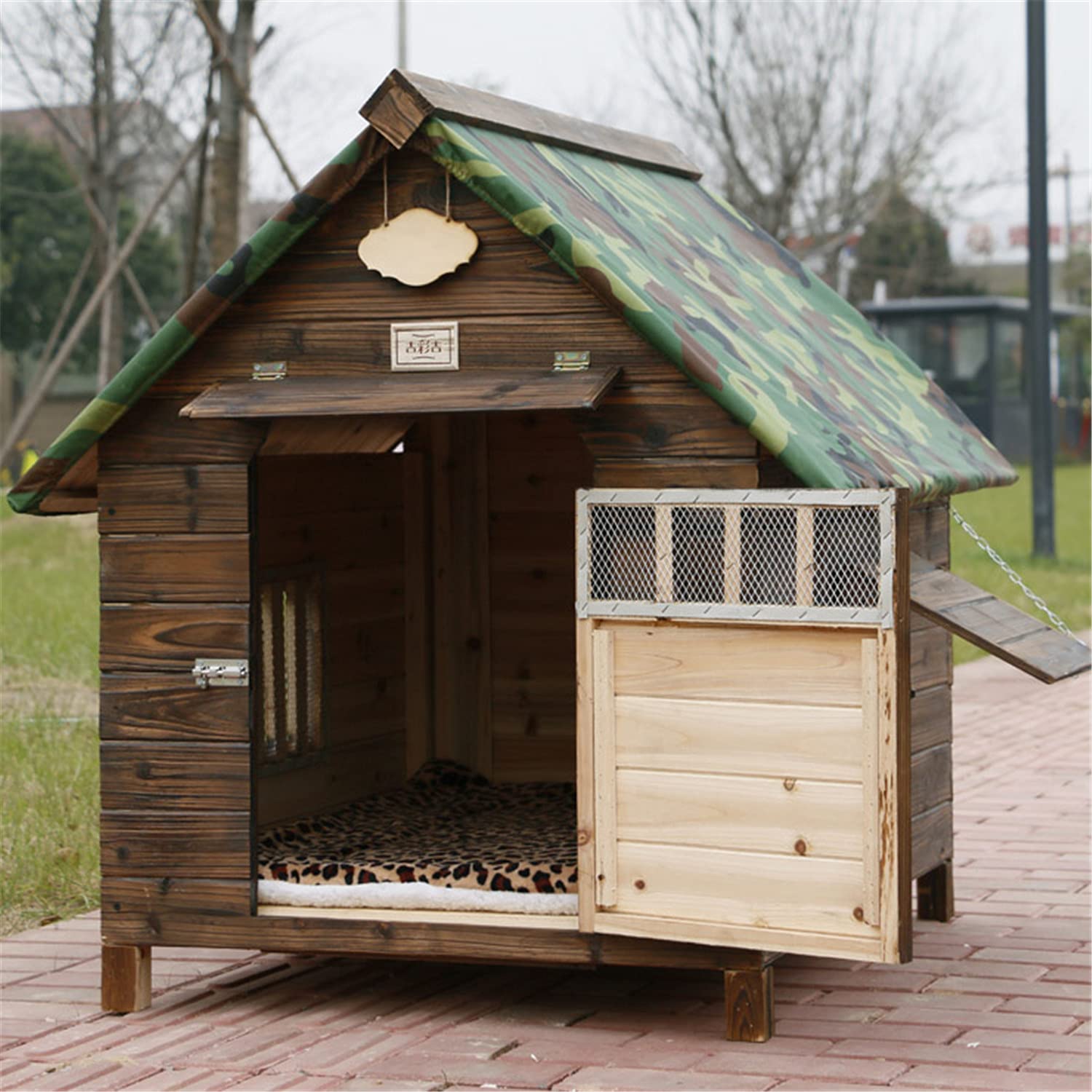 Amazon.co.jp: 木製の犬小屋-木製の動物小屋、屋外ペットログキャビン