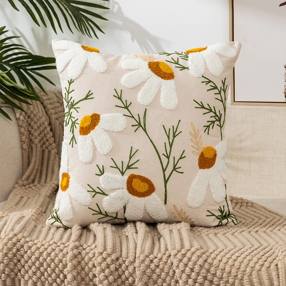 Amazon.co.jp: vctops ファームハウス 刺繍 クッションカバー 花柄 房