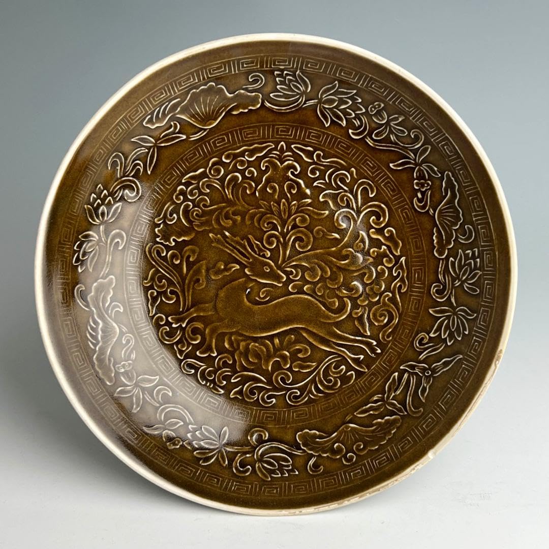 定窯紫金釉鹿紋碗 唐物 中国古玩 中国美術 唐物 擺件