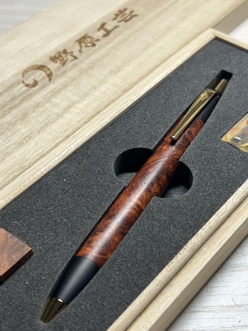 野原工芸 (新型特上花梨瘤杢)シャープペン木製 茶色 付属品付き Amazon.