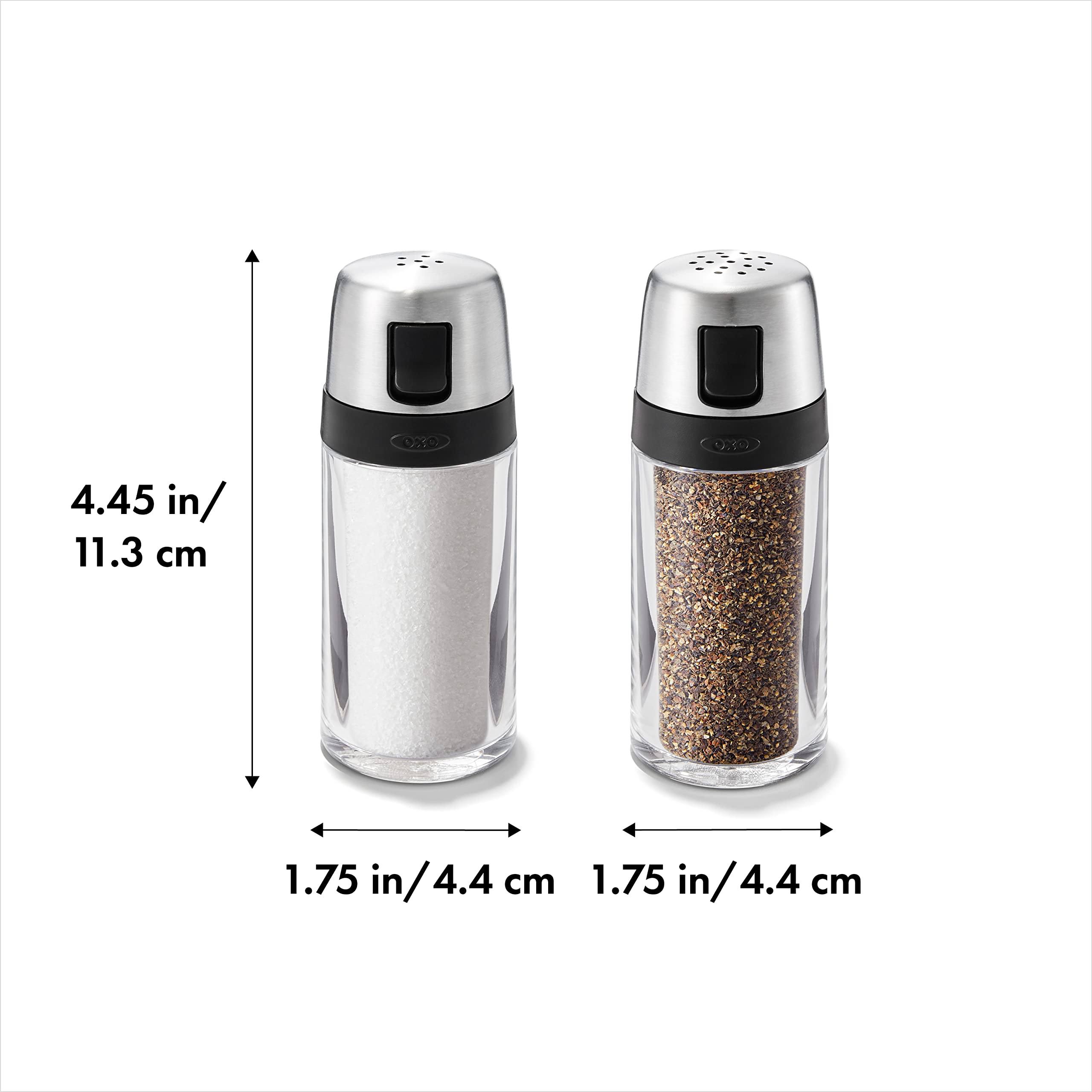 Amazon.com: OXO Salt and Pepper Shaker Set, Clear, Stainless Steel