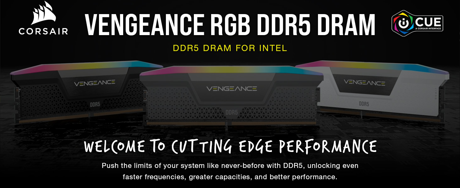 CORSAIR VENGEANCE RGB DDR5 RAM 32GB (2x16GB) 6400MHz CL36-48-48