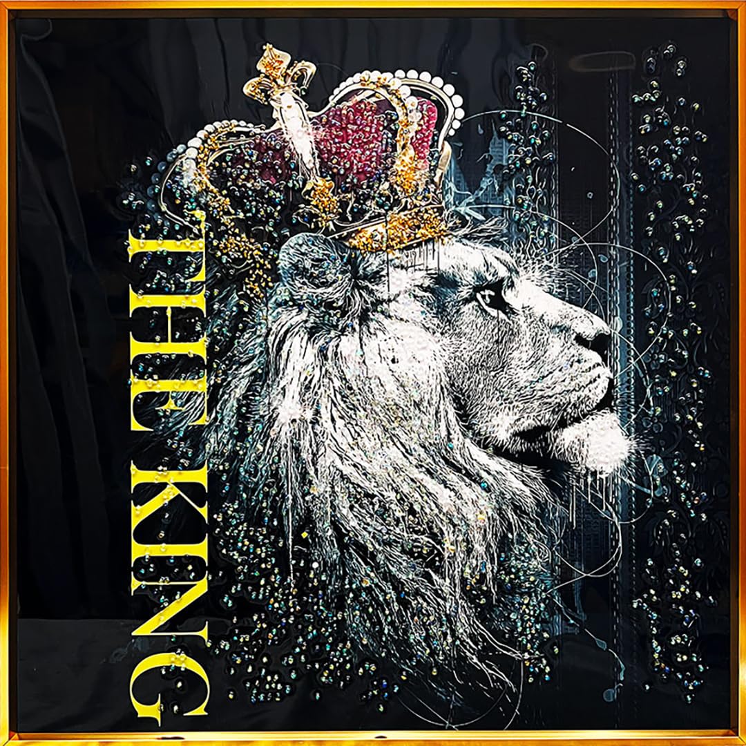 クリスタルアート ライオン ピクチャー アートフレーム POP