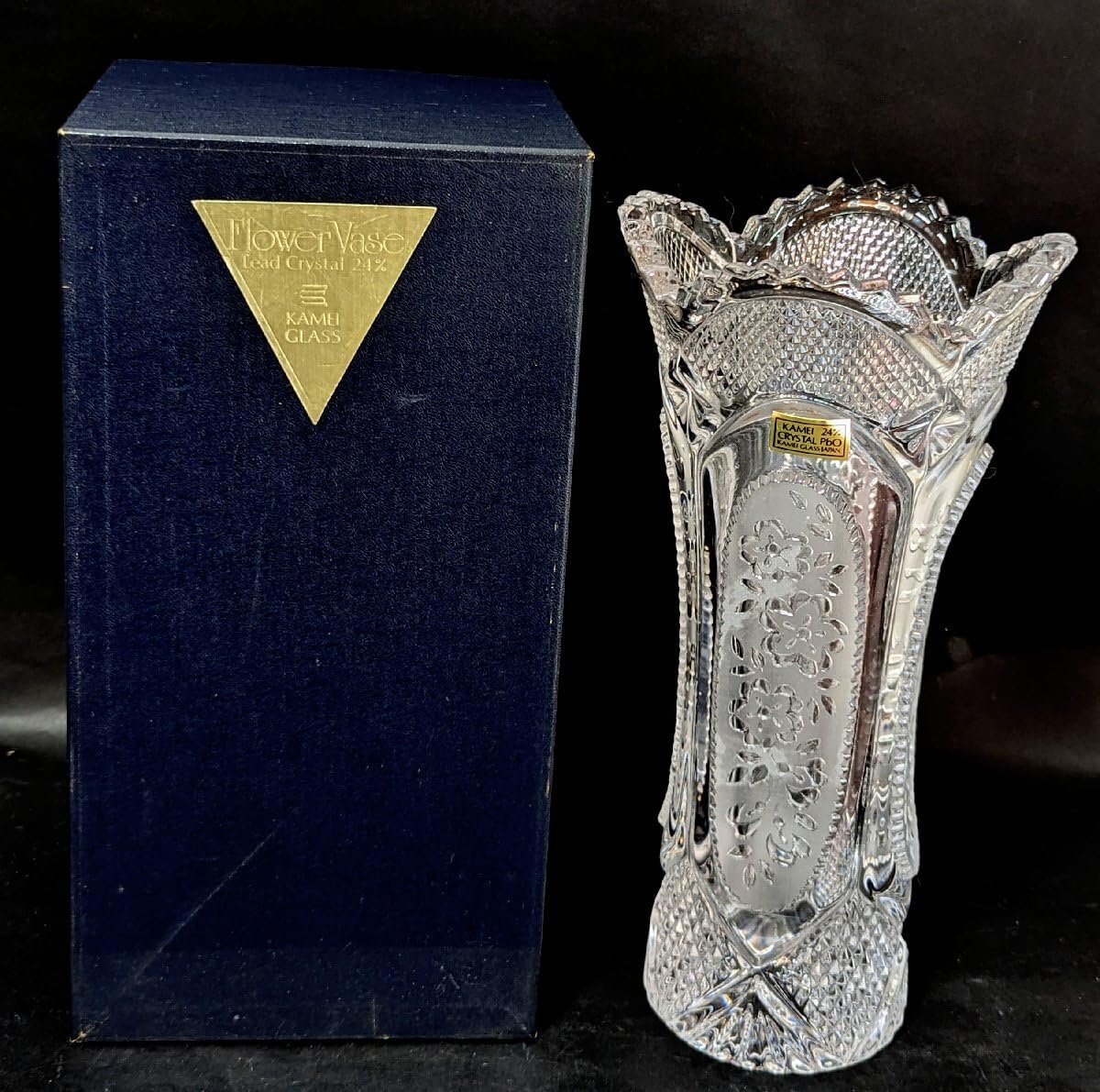 オパールセント クリスタルフラワーベース(共箱付き) オパールセント