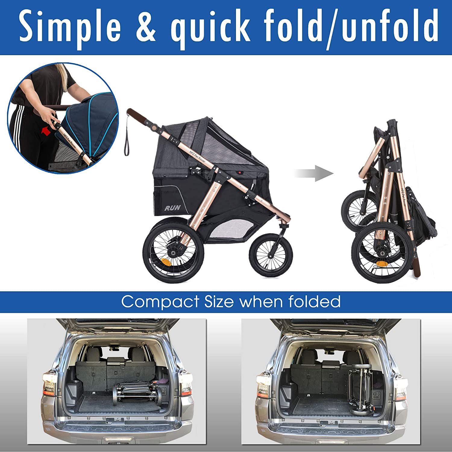 HPZ Pet Rover Run Performance Jogging Sports Stroller with Comfort