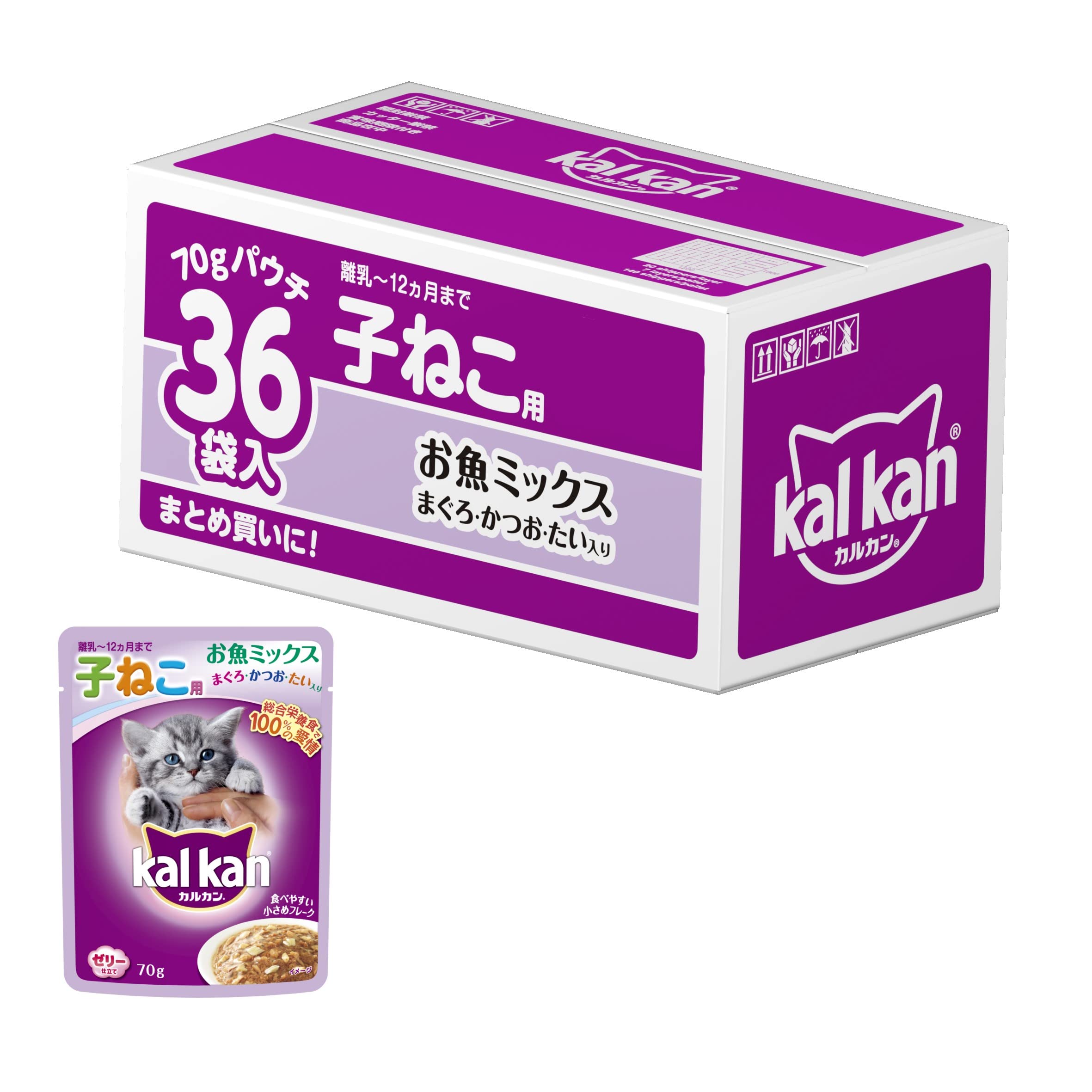 Amazon.co.jp: カルカン パウチ 子猫用 70g×36袋 お魚ミックス まぐろ