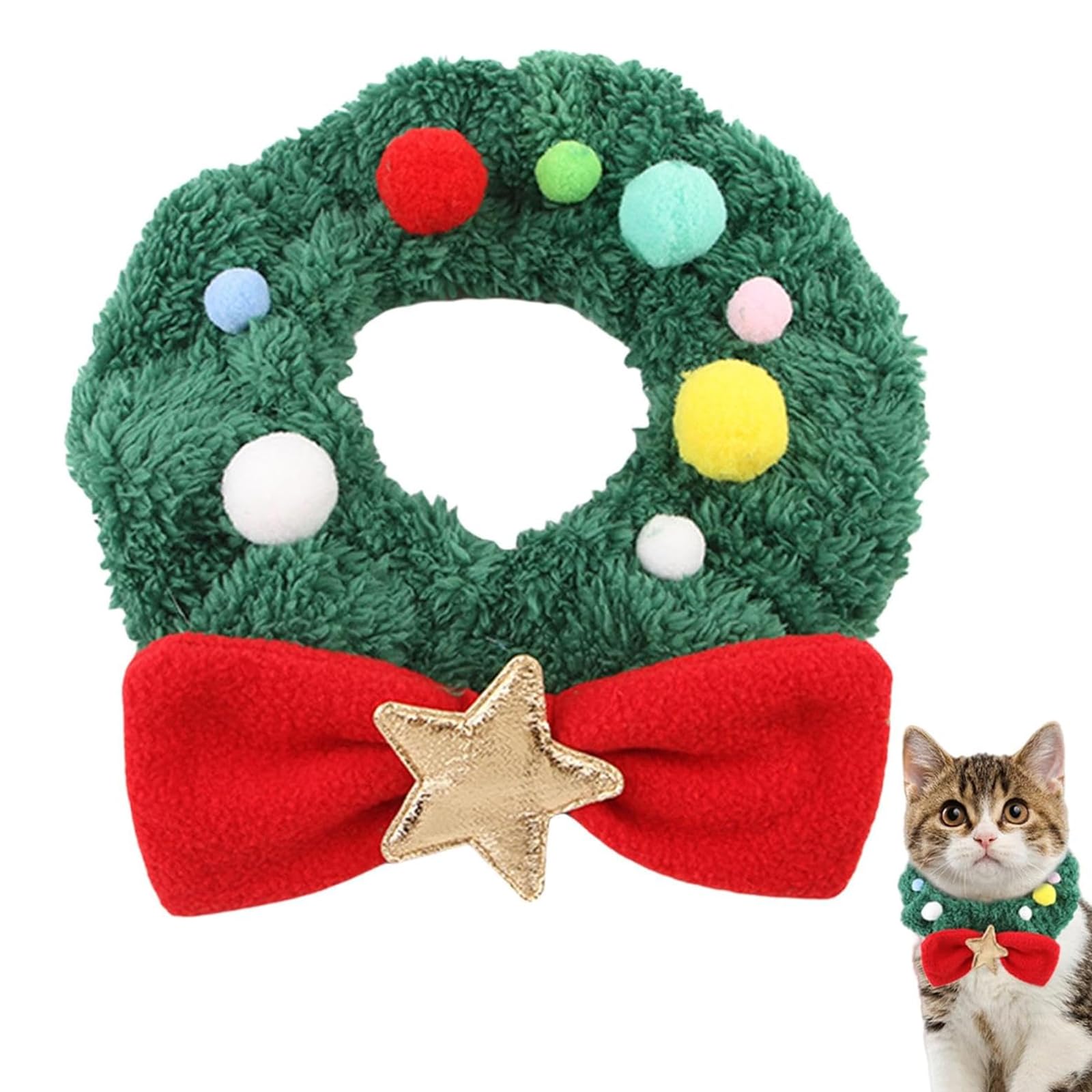 クリスマス限定、スノーフレーク柄(ブルー)わんちゃん猫ちゃん用襟付き