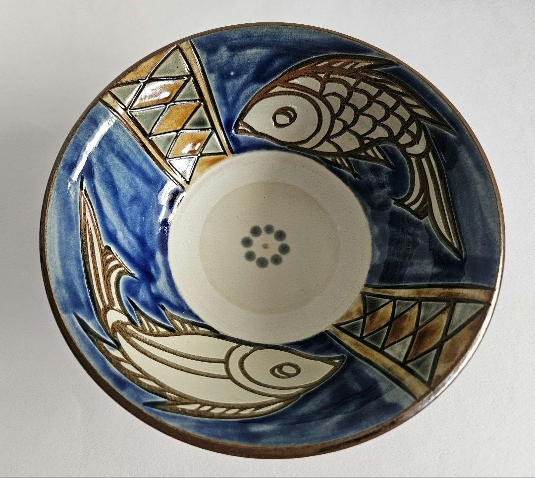 沖縄 大きな抱瓶 金城 宮城須美子 やちむん 壷屋焼 魚紋 花器 花入