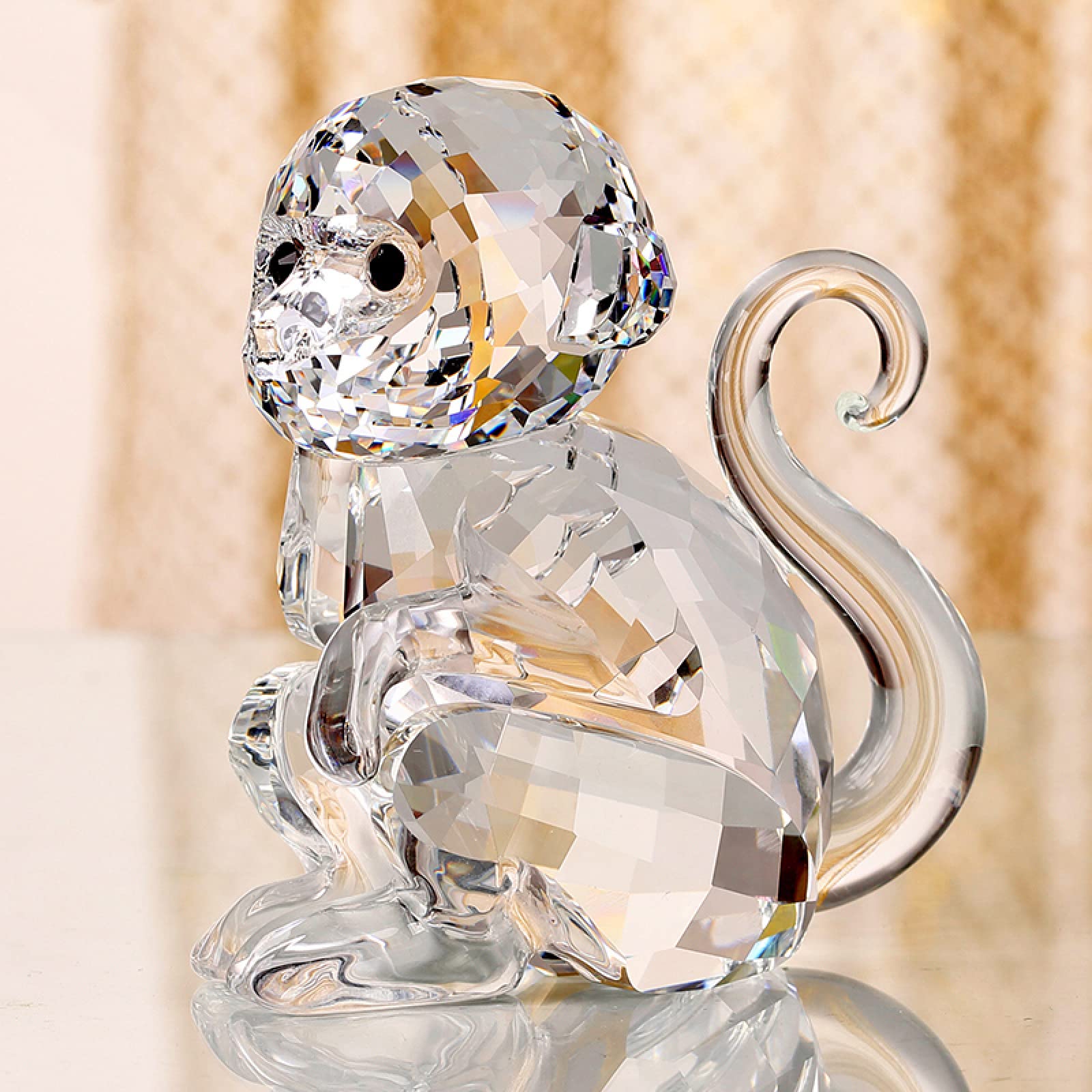 Amazon.co.jp: クリスタルオーナメント透明猿ガラス動物置物手作り