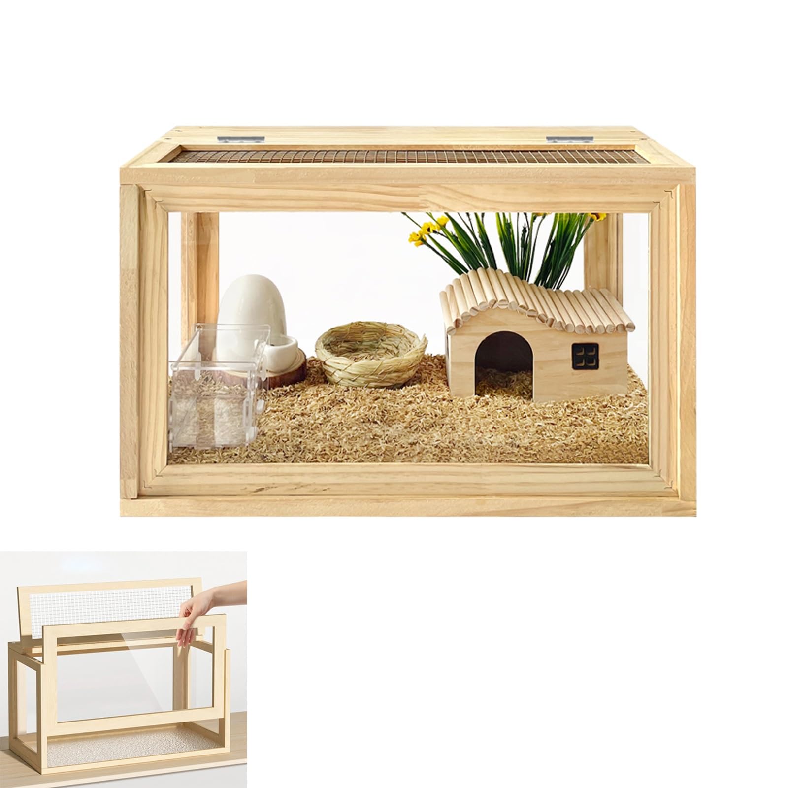 爬虫類ケージ 60×30×30㎝ 付木有 配線穴右上+キャップ ストッパー付属