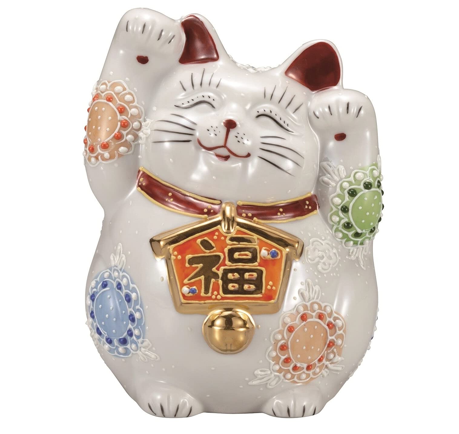 九谷焼盛絵招き猫 高さ45cm 九谷焼盛絵招き猫高さ45cm