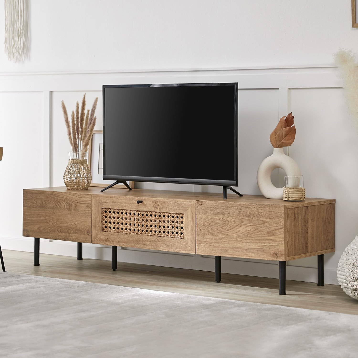 LOWYA ラタン調デザイン テレビボード 140cm