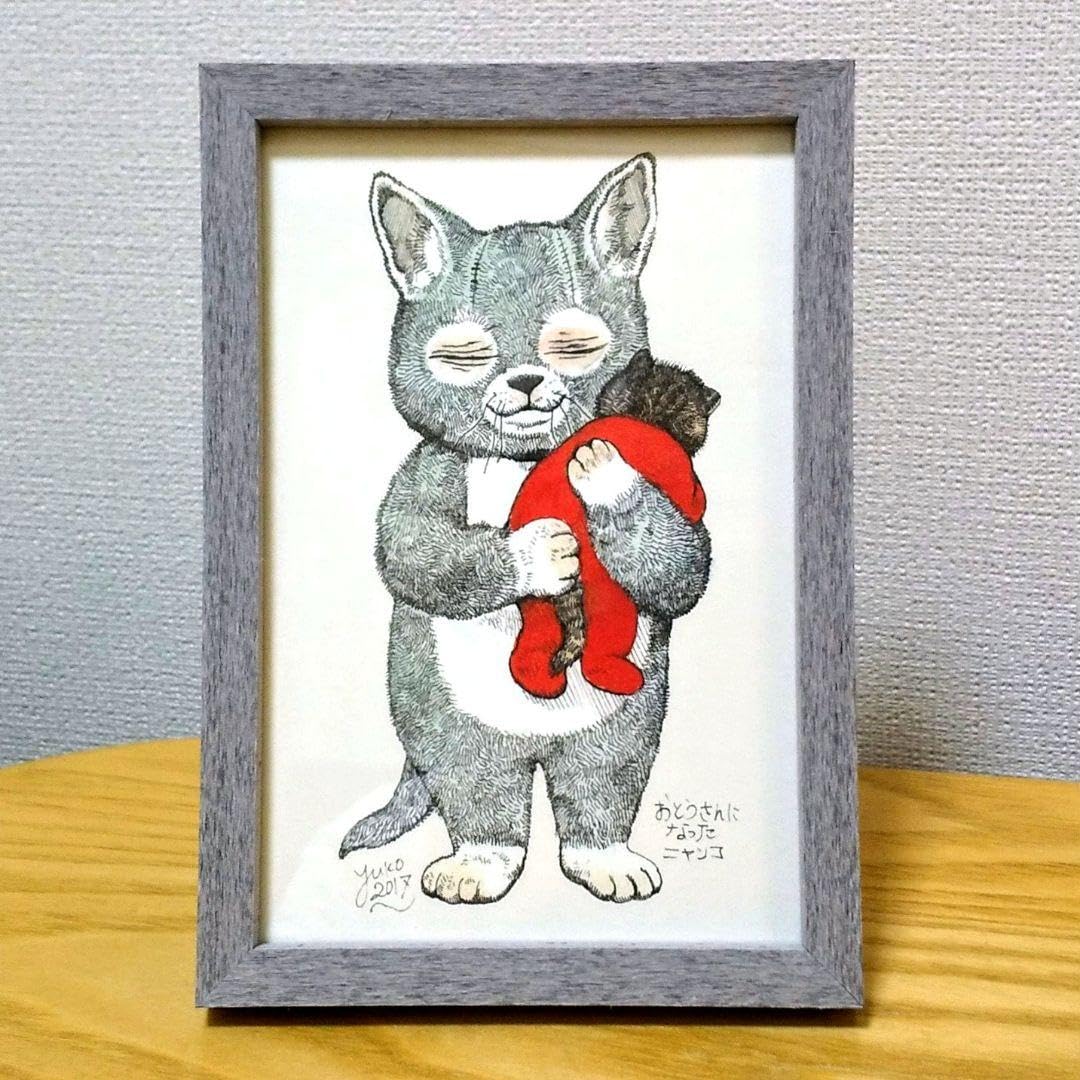 貴重❕ヒグチユウコ 完売品複製画 まねきニャンコ みそまる