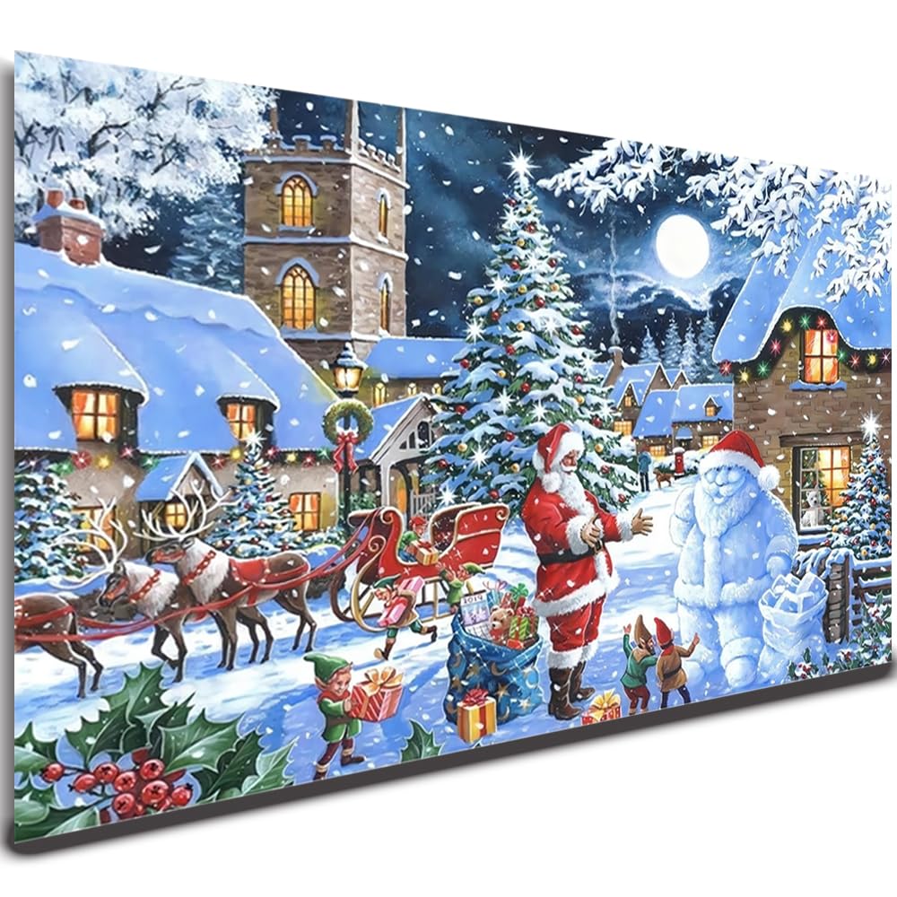 アメリカで購入】クリスマスの風景画 サイズ81cm✕61cm アメリカで購入