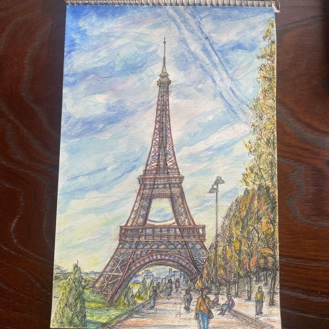 希少 A. Herbert エッフェル塔 油彩画 希少 A. Herbert エッフェル塔