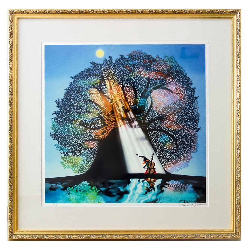 藤城清治 月光の響 額装 額縁付き Amazon.co.jp: 藤城 清治 「月光の響」