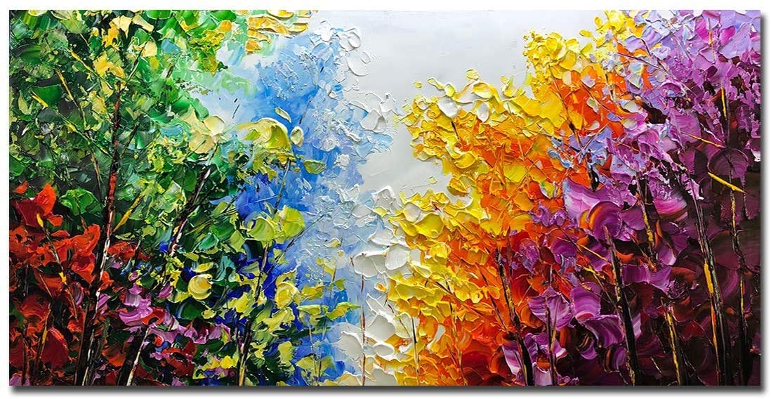 Amazon｜油絵・絵画、フレーム付きキャンバスの油彩画、手描きのモダン