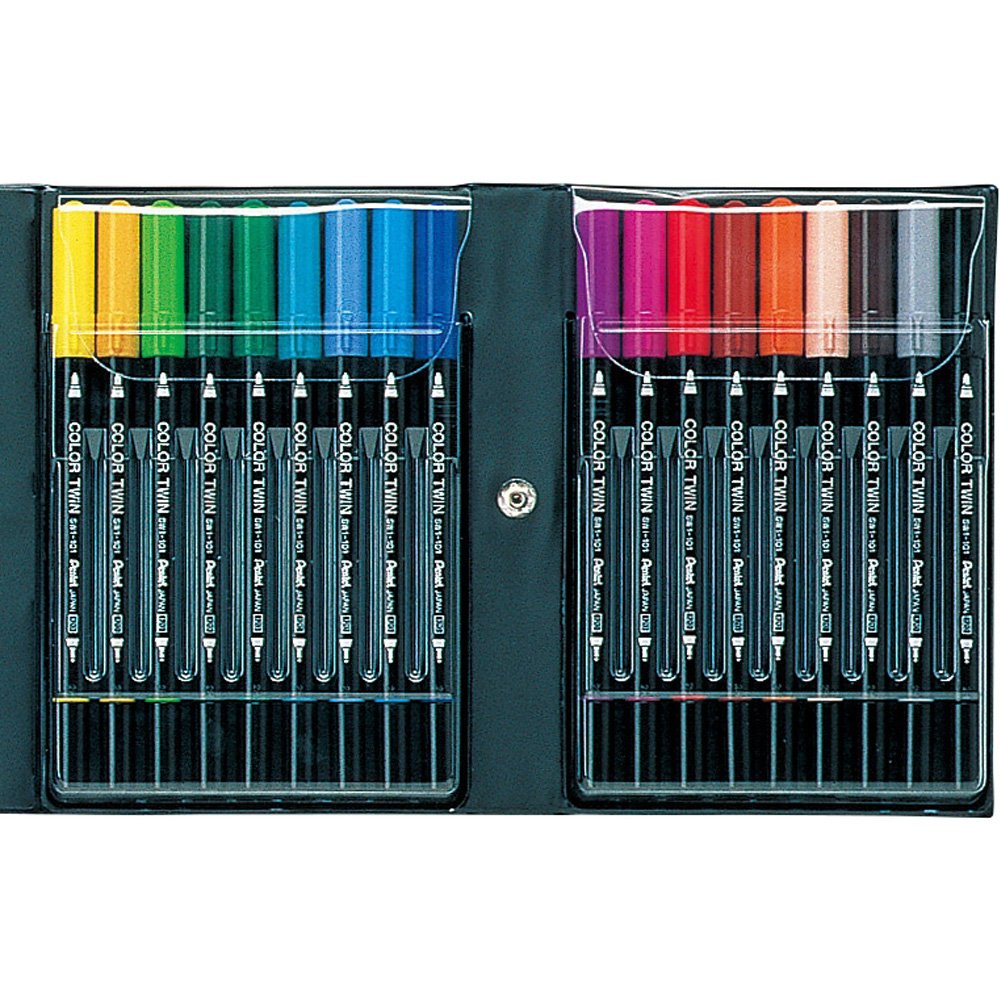 Amazon.co.jp: ぺんてる 水性ペンセット カラーツイン SCW-18 18色