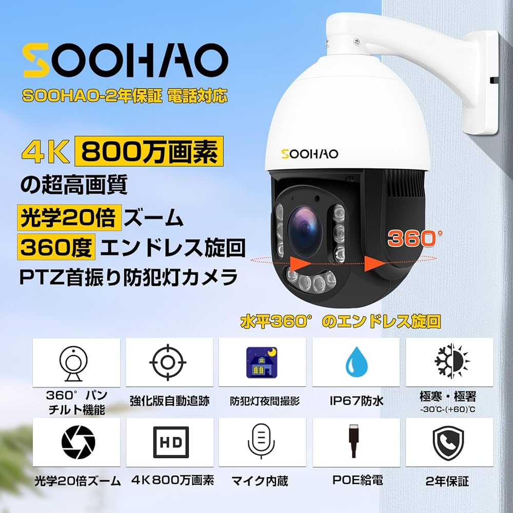 SOOHAO POE防犯カメラセット FS-P08N82JP 8MP