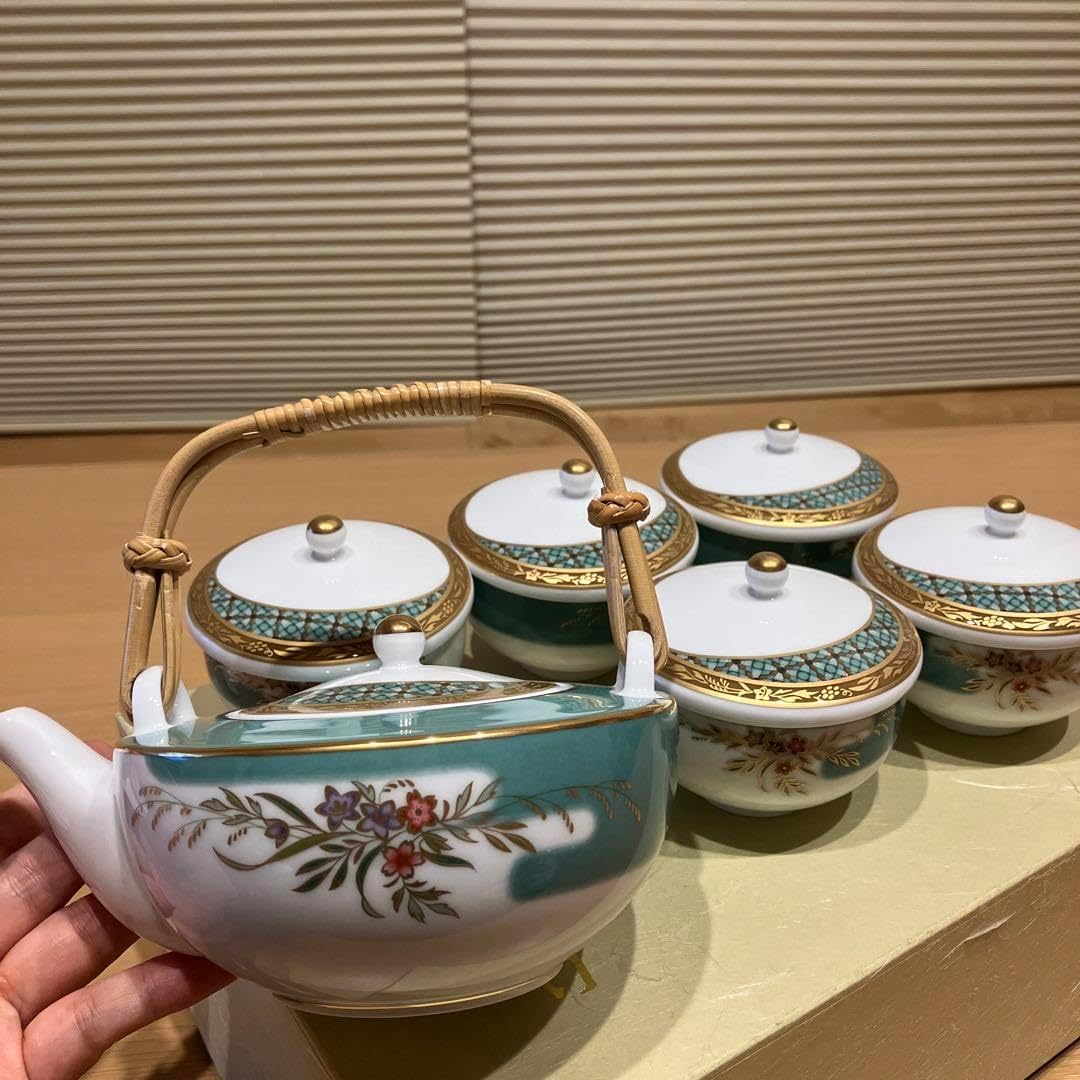 常滑焼 義叟作 伯宝彫り 七福神 急須 湯呑7点セット 茶器 煎茶道具