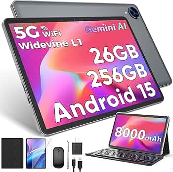 Amazon.com : 2026 Android 15 Tablet with Keyboard, 26GB RAM, 256GB