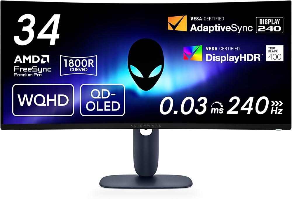 Amazon | Dell AW3425DW 34インチ曲面 有機EL Alienware ゲーミング