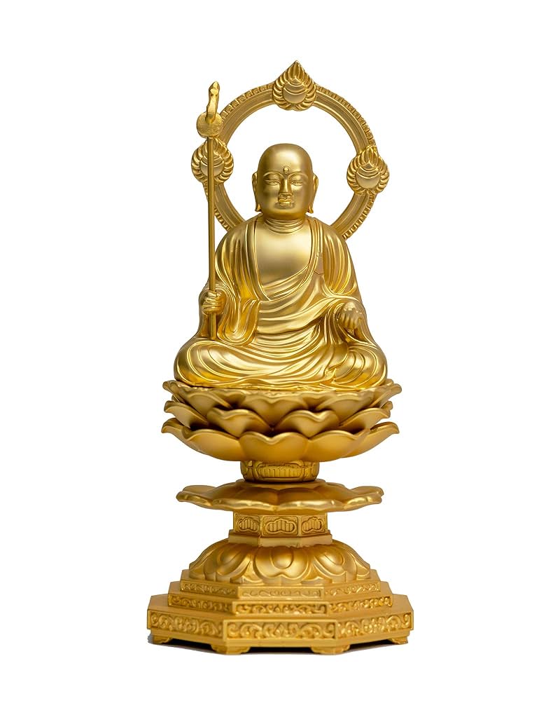 修縁堂】メッキ 延命地蔵 置物 仏像 地蔵菩薩 仏教工芸品 鎮宅辟邪