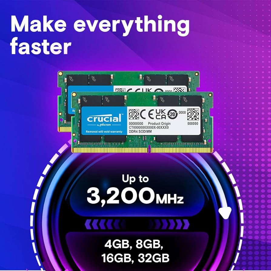 Crucial 16GB kit (8GBx2), 260-pin SODIMM, DDR4 PC4-19200, at