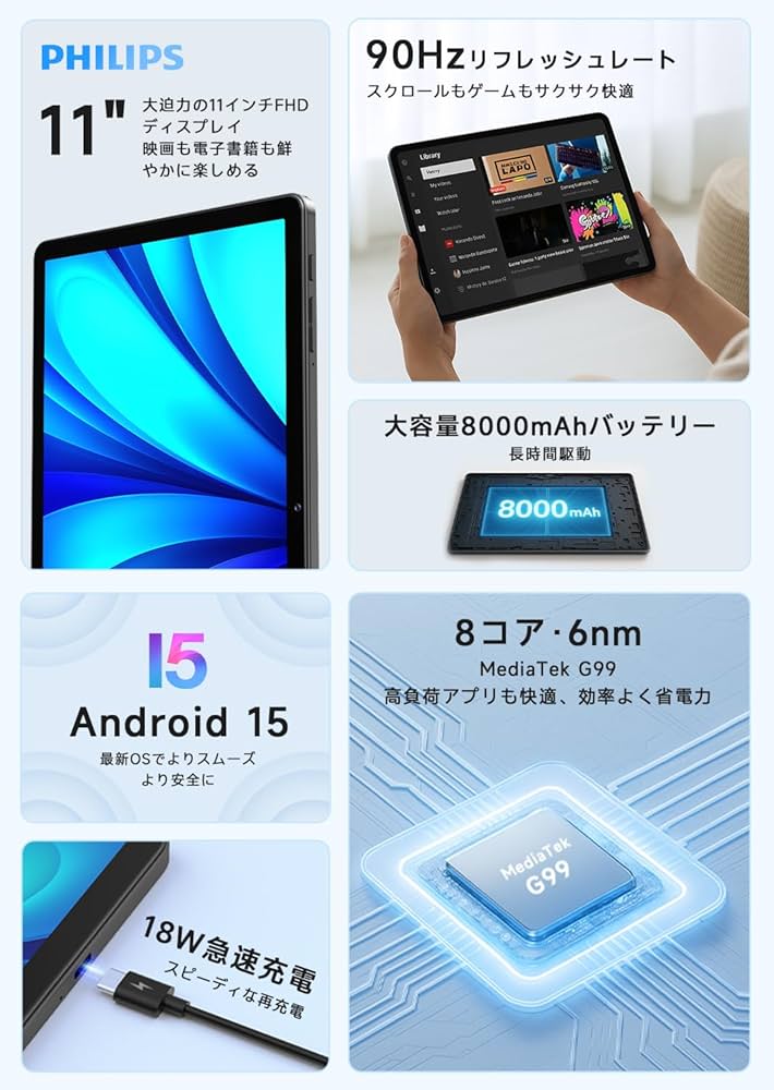 Amazon.co.jp: 【PHILIPS タブレット T8015 国内正規品】11インチFHD