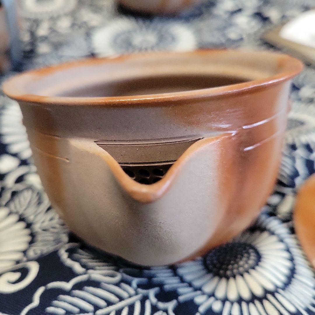備前焼 木村陶峰 造 煎茶器揃 宝瓶 湯冷まし 湯呑 共箱 煎茶道具