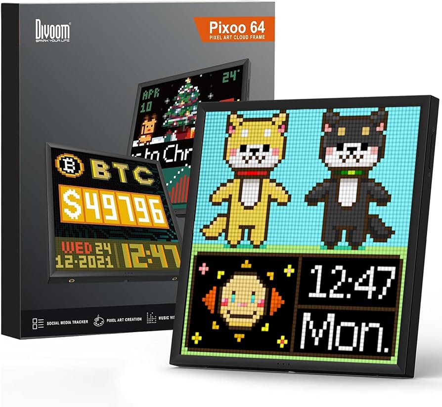 Divoom Pixoo-64 - Moldura digital WiFi Pixel Cloud com controle de