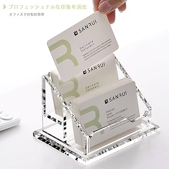 Amazon.co.jp: アクリル名刺スタンド 横置き 大容量 クリア卓上名刺
