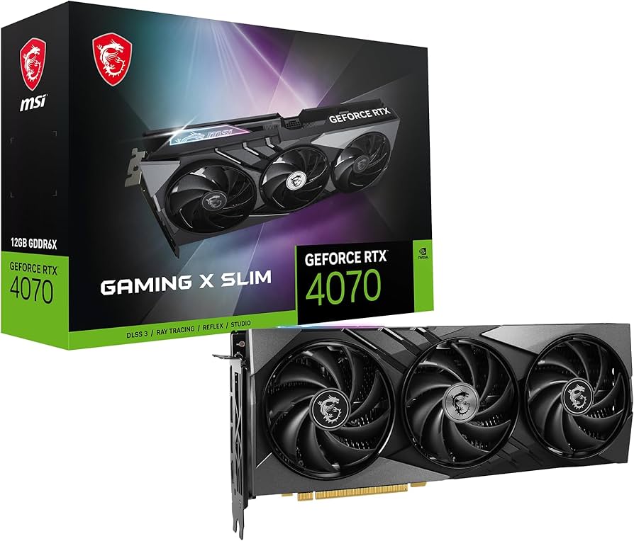 Placa de Video RTX4070 12GB GDDR6X 192 BITS GAMING X SLIM MSI 912
