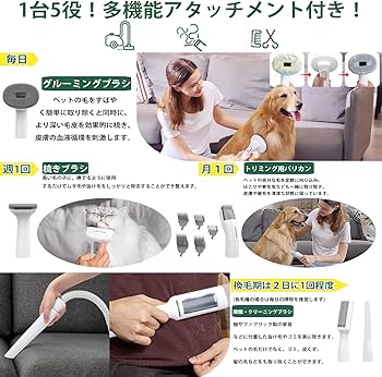 lvittyPet ペット グルーミング 掃除機 7-in-1 13kPa 犬用