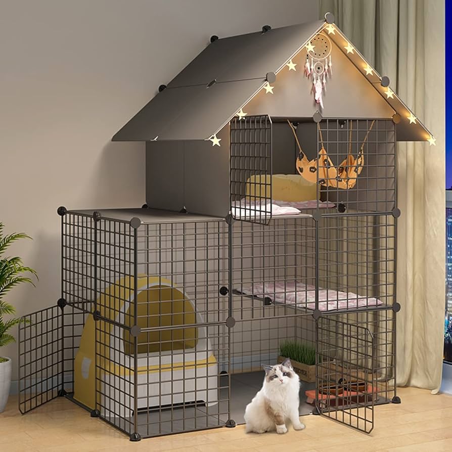 Amazon.co.jp: 猫ケージ 3段 コンパクト ハンモック キャットケージ 猫
