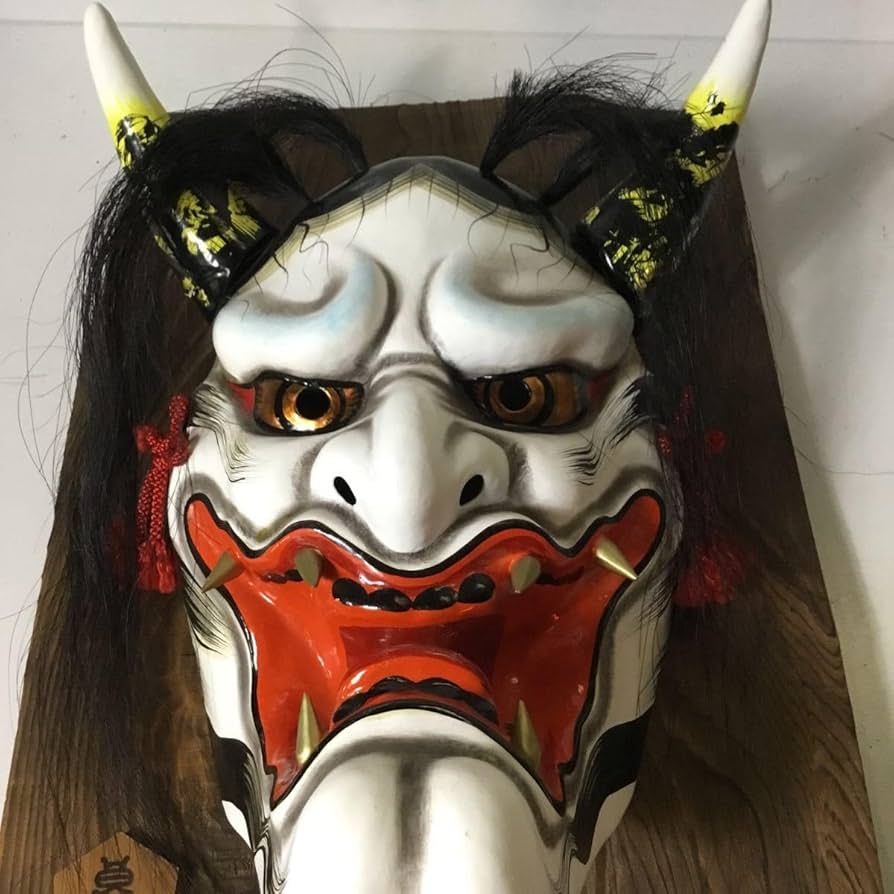 962]能面 般若 雅楽 神楽面 お面 木彫り 厄除け レトロ Amazon.co.jp