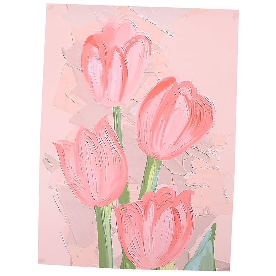 抽象画 チューリップと花 ハンドメイド インテリア アクリル画 BAEZ3