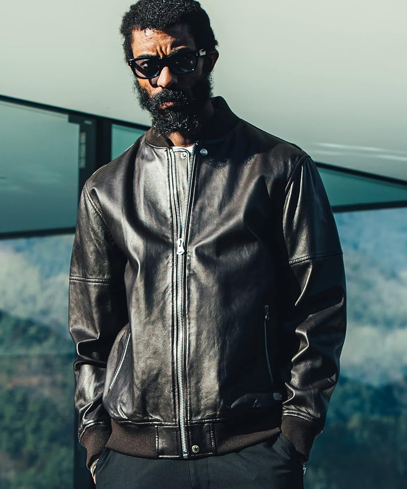 Amazon | [クライミー] ラムレザー ボンバージャケット メンズ