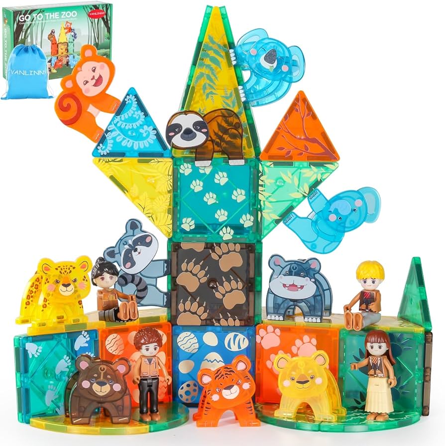 Amazon.com: VANLINNY Magnetic Tiles,Magnet Building Blocks Toys