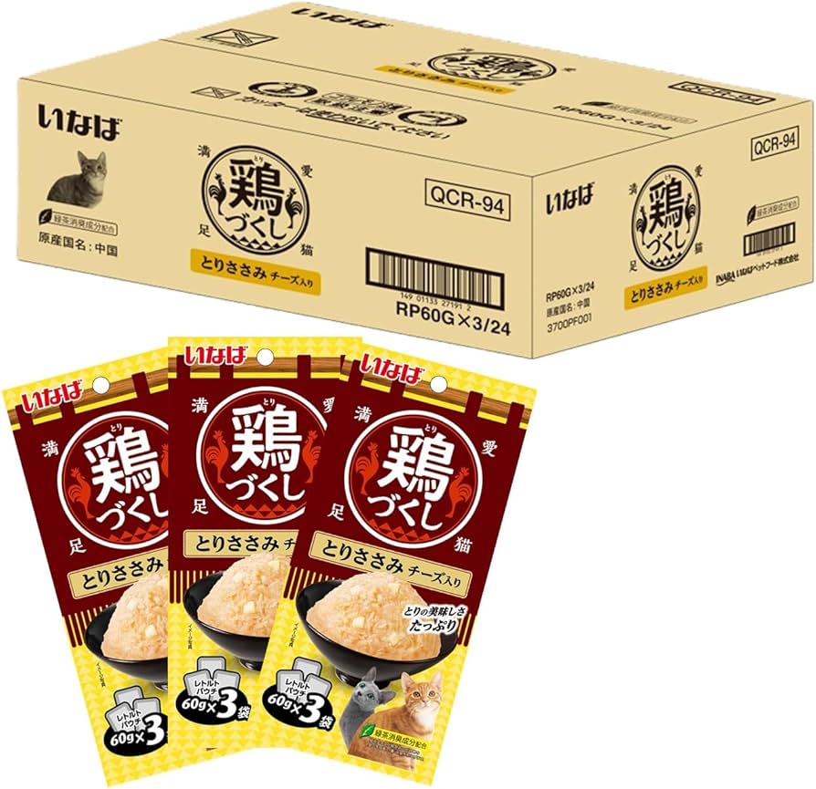 Amazon.co.jp: いなば 鶏づくし とりささみ チーズ入り 60g×3袋×24個