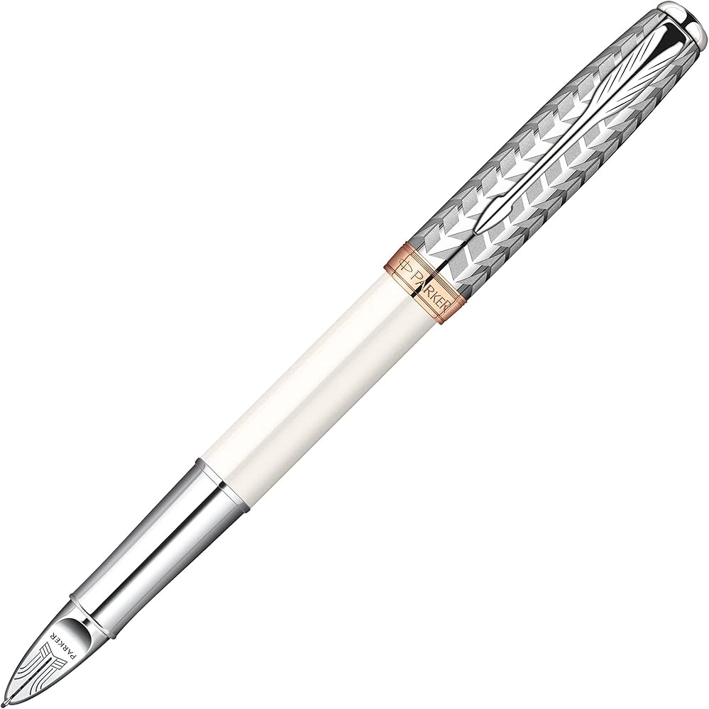 新品・未使用品】 PARKER 5th 万年筆 白・シルバー 名入れ 5th