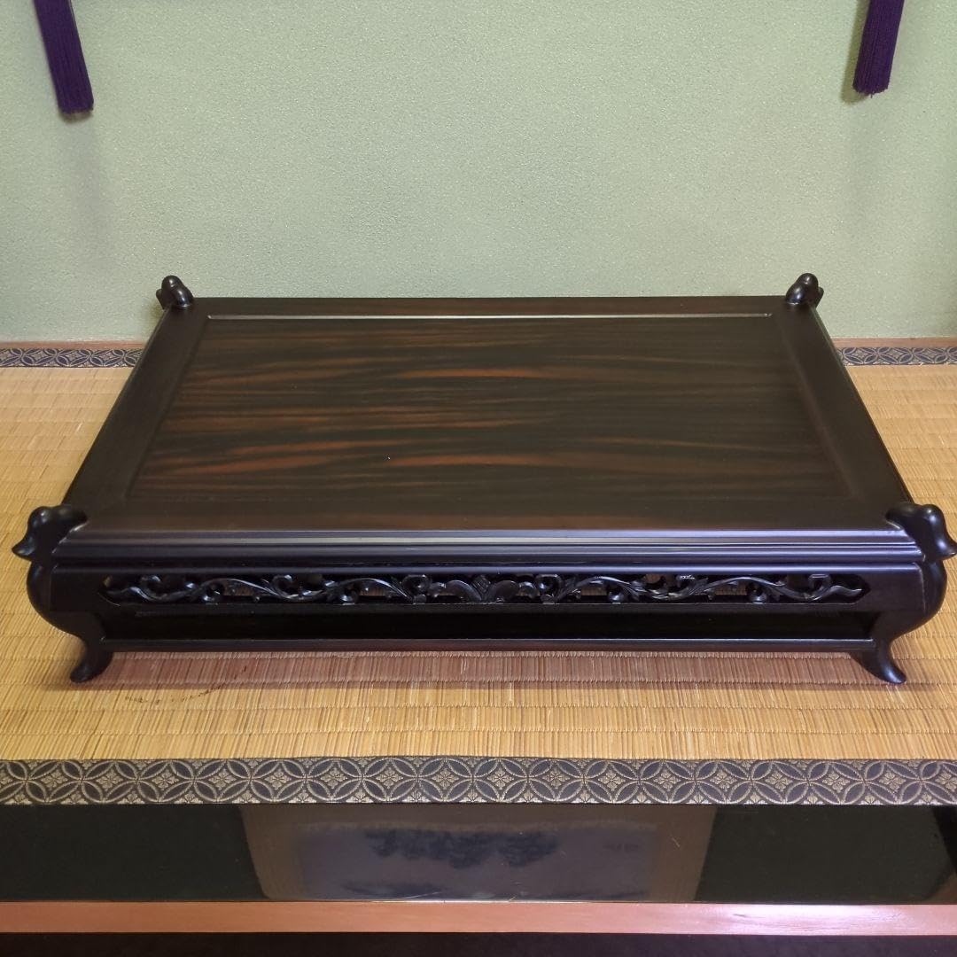 花台、黒檀無垢、 、 唐木花台 中卓 鉄刀木？黒檀？紫檀？約27x27x37cm